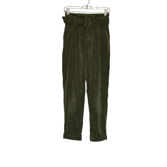 Wild Fable green corduroy pleated belted pants size 0 - Picture 1 of 9
